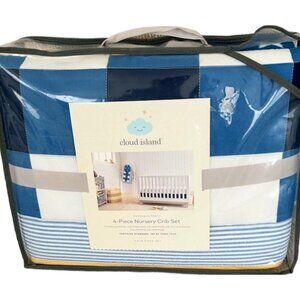 NIB Cloud Island Homespun Stars 4 Pc Boys Nursery Crib Set